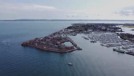 aerial view of hospital building near haslar marina in gosport, hampshire, uk