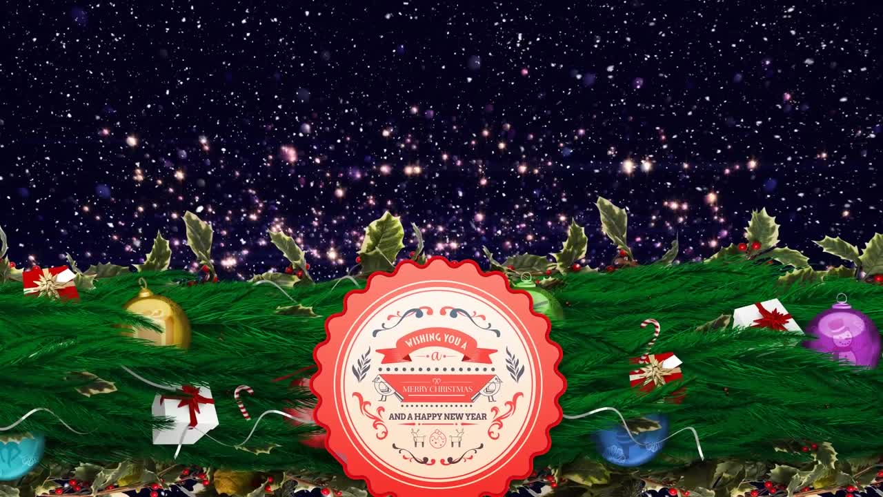 눈이 내리는 메리 크리스마스 텍스트의 애니메이션