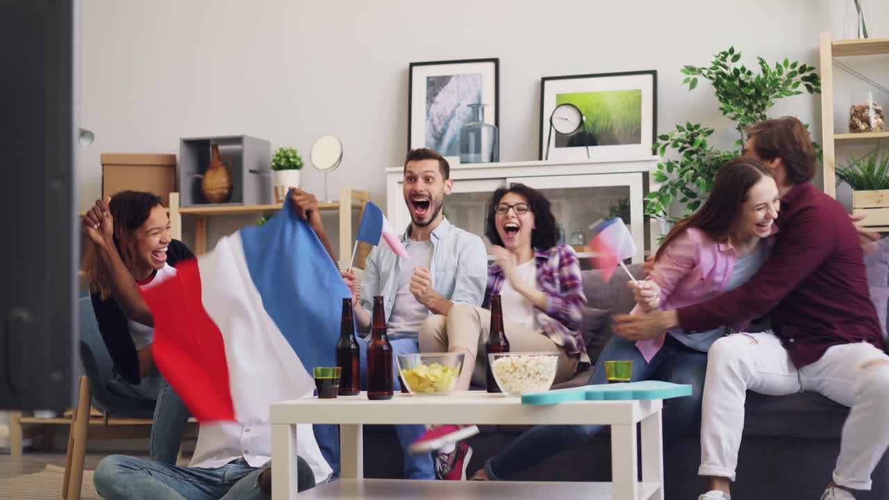 Friends Celebrating a French Football Victory