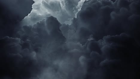 4k thunderstorm, lightning strike in dark clouds in sky