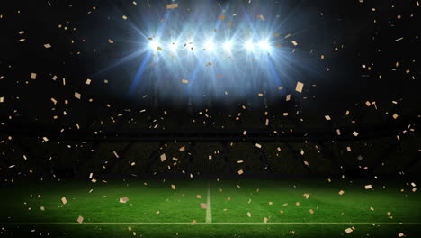 animation of confetti floating over sports stadium at night