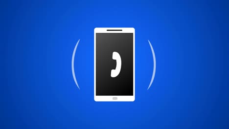 smartphone call with vector icon and ringing animation 4k rendered video on blue background.