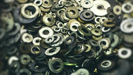 variety of metal. old used fastening washers.