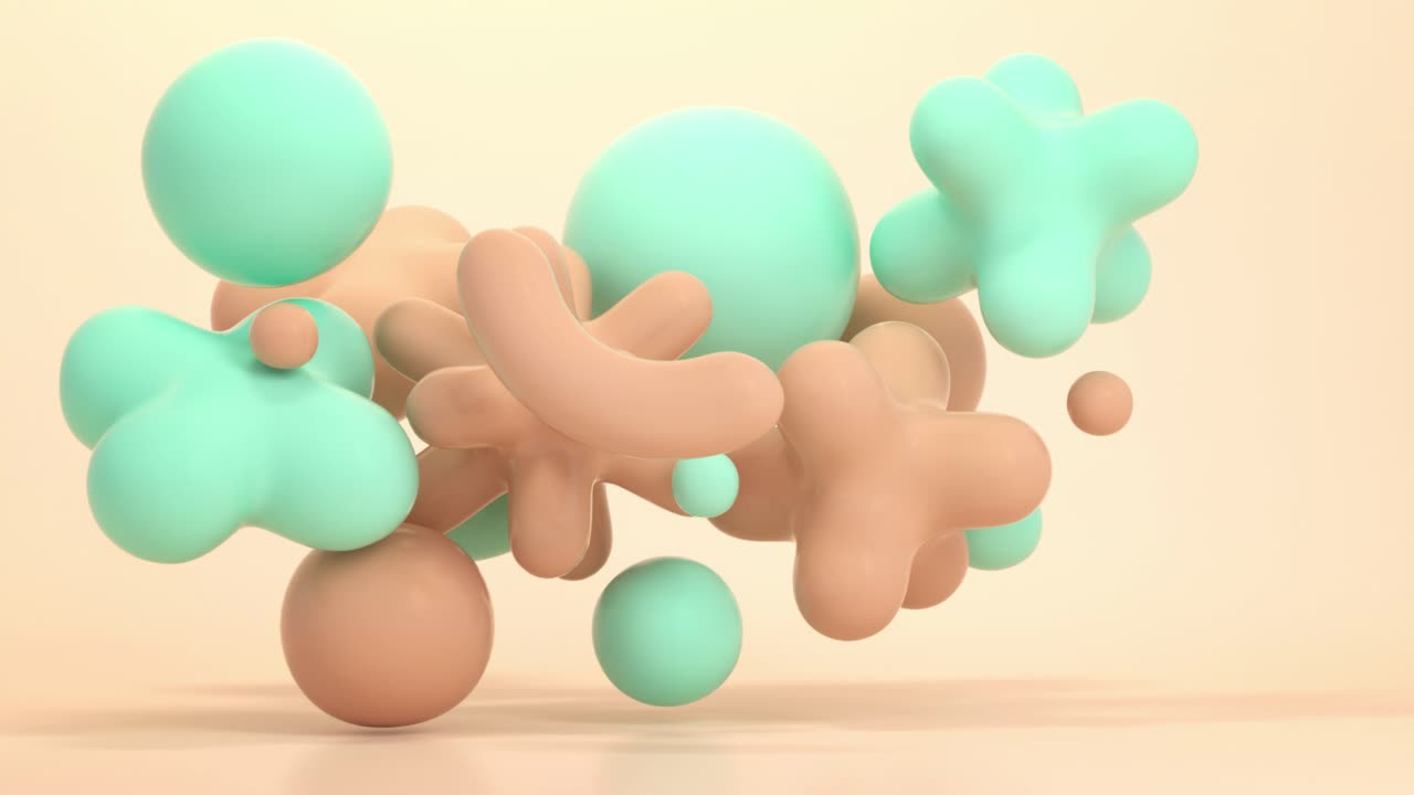 Abstract 3D Shapes in Pastel Colors