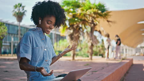 woman having a video call outdoors