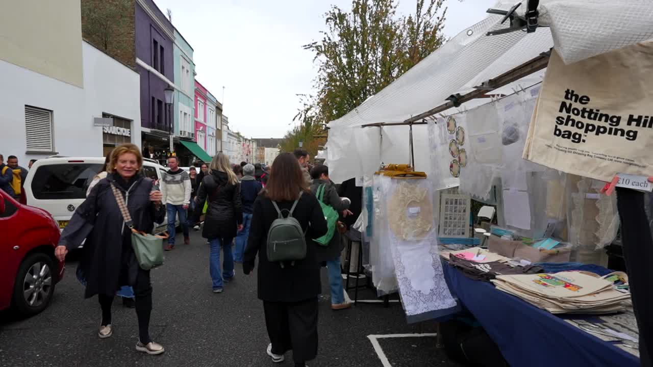 Notting Hill Market in London: A Lively Street Market Scene