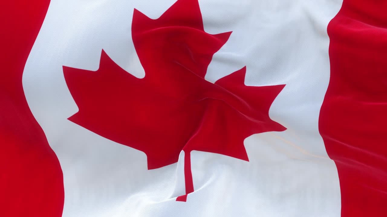 Full Screen Canadian Flag is Waving Slowly