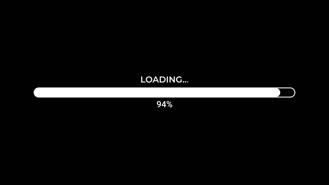 Digital Loading Progress Bar Animation on Black Background