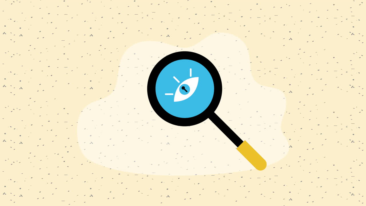 eye in magnifying glass cyber security animation