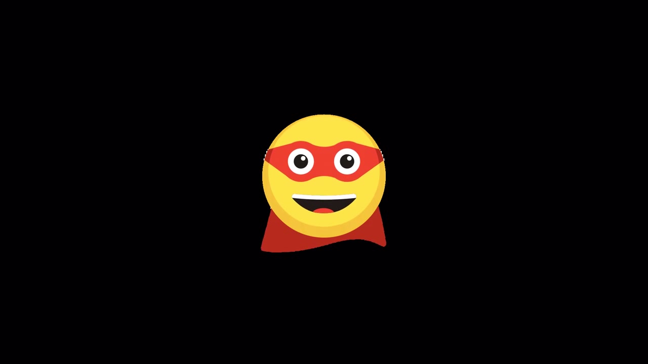 Yellow Superhero Emoji Smiling with Red Mask and Cape