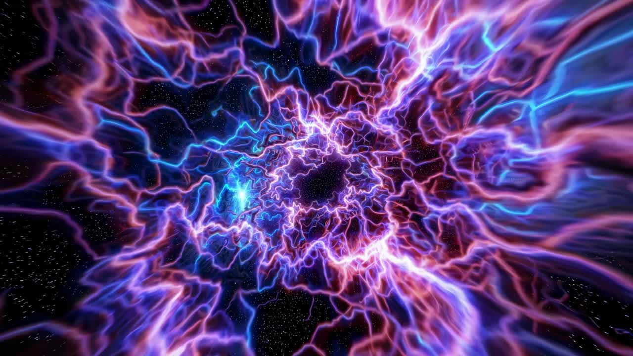 Concetto di video dinamico con onde elettriche vivaci in un effetto tunnel