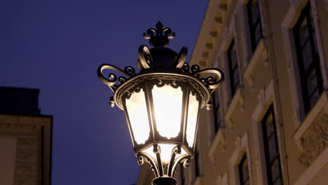 ornate street lamp at dusk