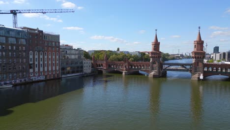 summer day east west berlin border river bridge germany