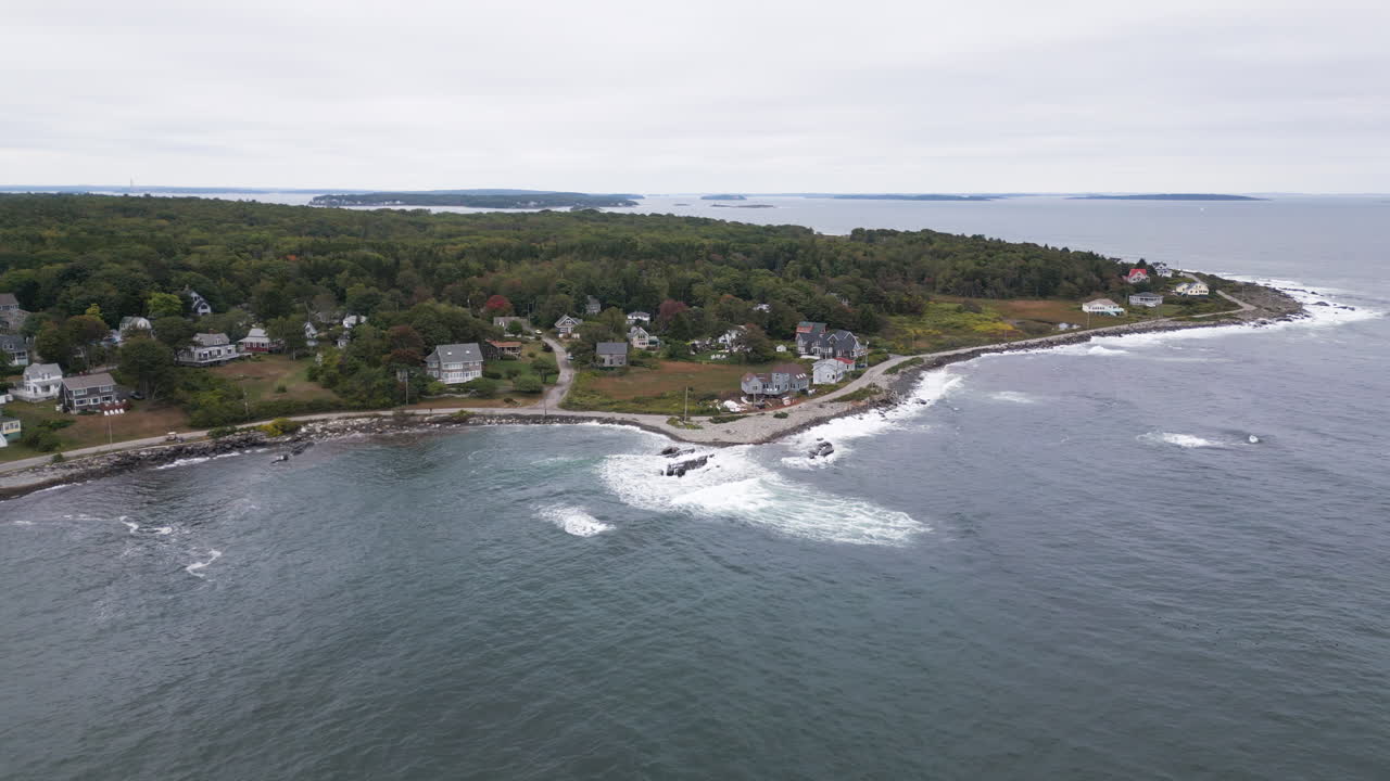 Aerial View of Coastal Houses and Ocean