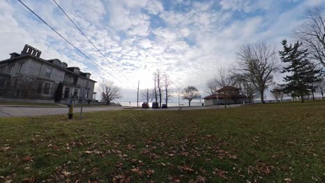 timelapse  towards waterfront view low angle