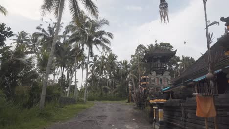 vista asombrosa de la entrada de un templo budista en la isla de bali con muchas palmeras