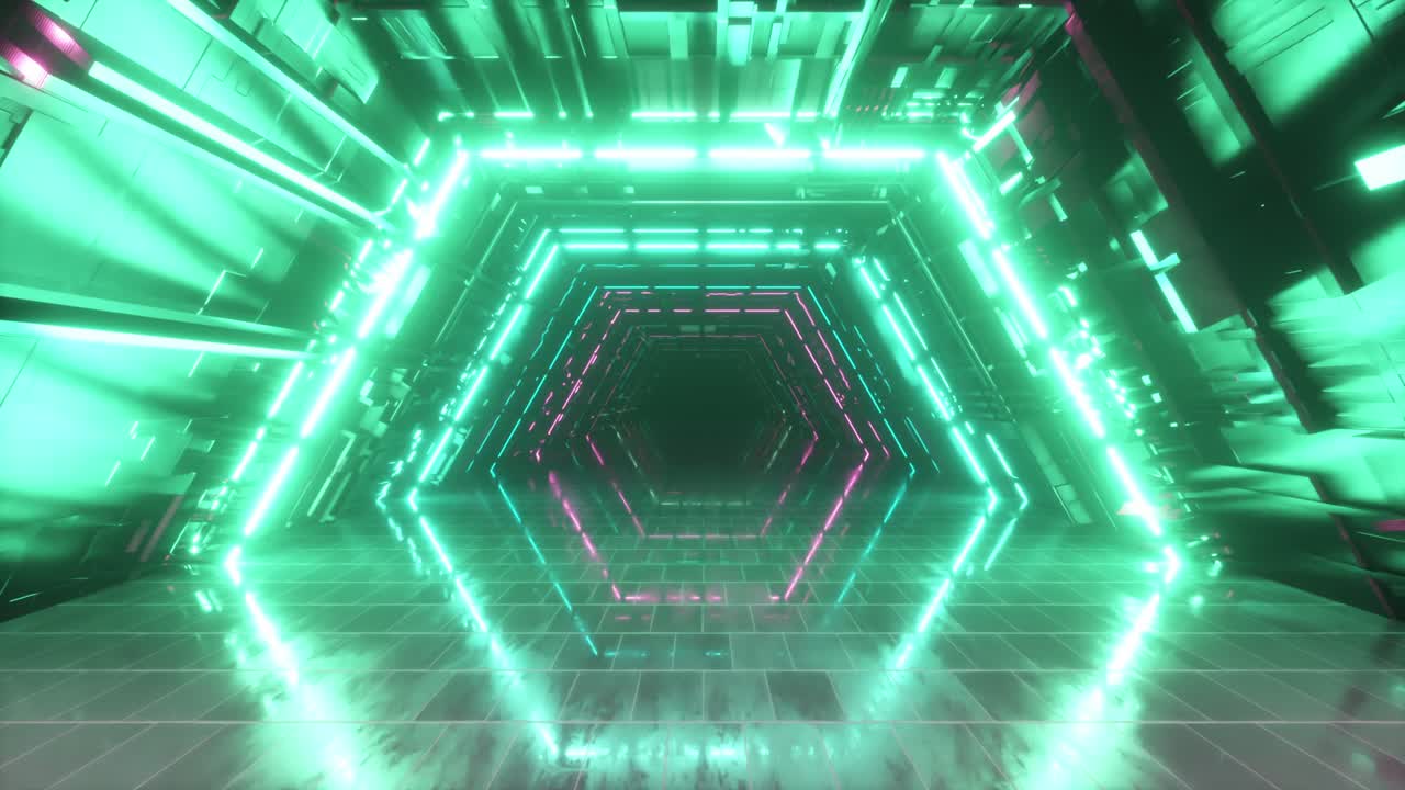 el túnel futurista de neón brillante