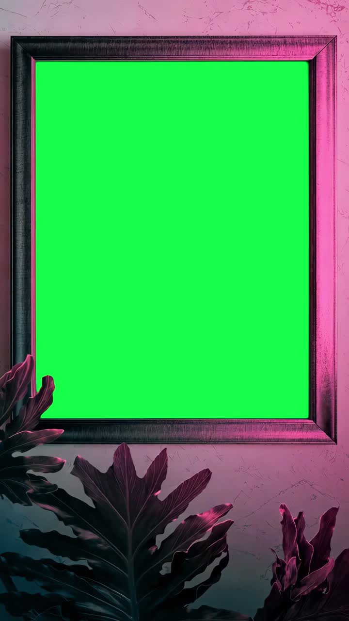 Picture frame on wall live mockup animation, transparent 4K video, green screen
