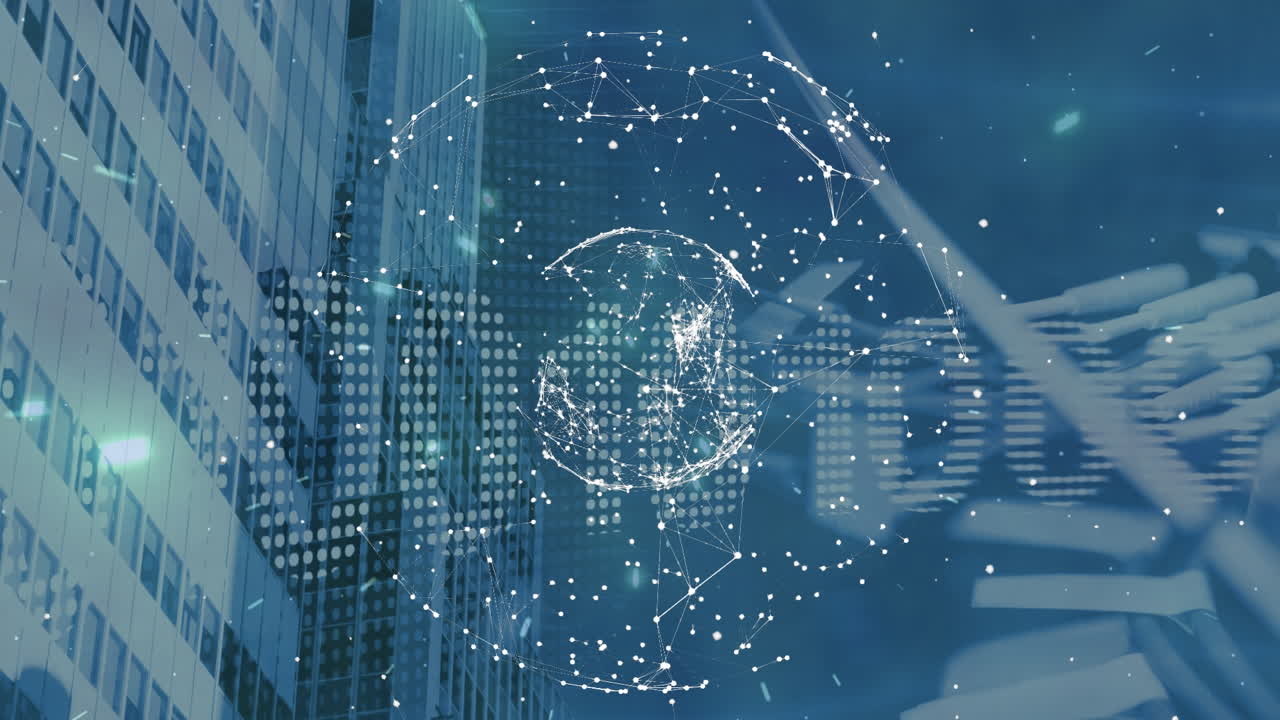 금융 데이터에 대한 연결 네트워크와 함께 지구의 애니메이션