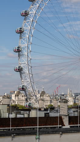 the london eye millennium wheel and skyline of london in vertical