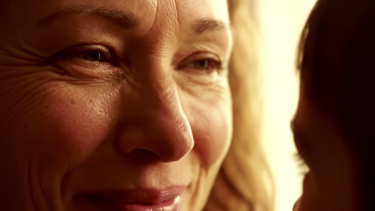 Capturing an Intimate Moment: A Close-Up of a Person's Expressive Face, Exuding Warmth and Connection in Soft Lighting