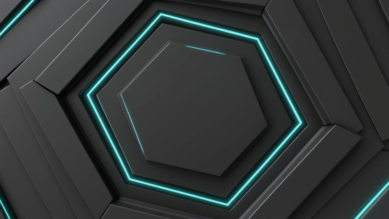Abstract 3D Hexagonal Surface with Glowing Cyan Light