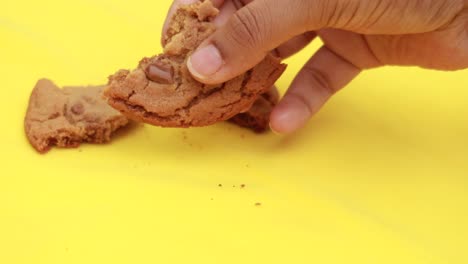 slow motion of breaking sweet cookies