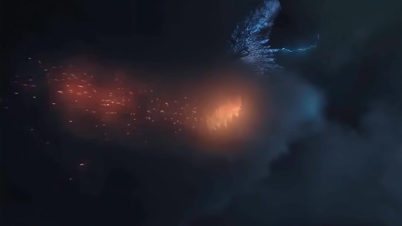 Mythical Dragon Breathing Fire in a Dark Stormy Sky