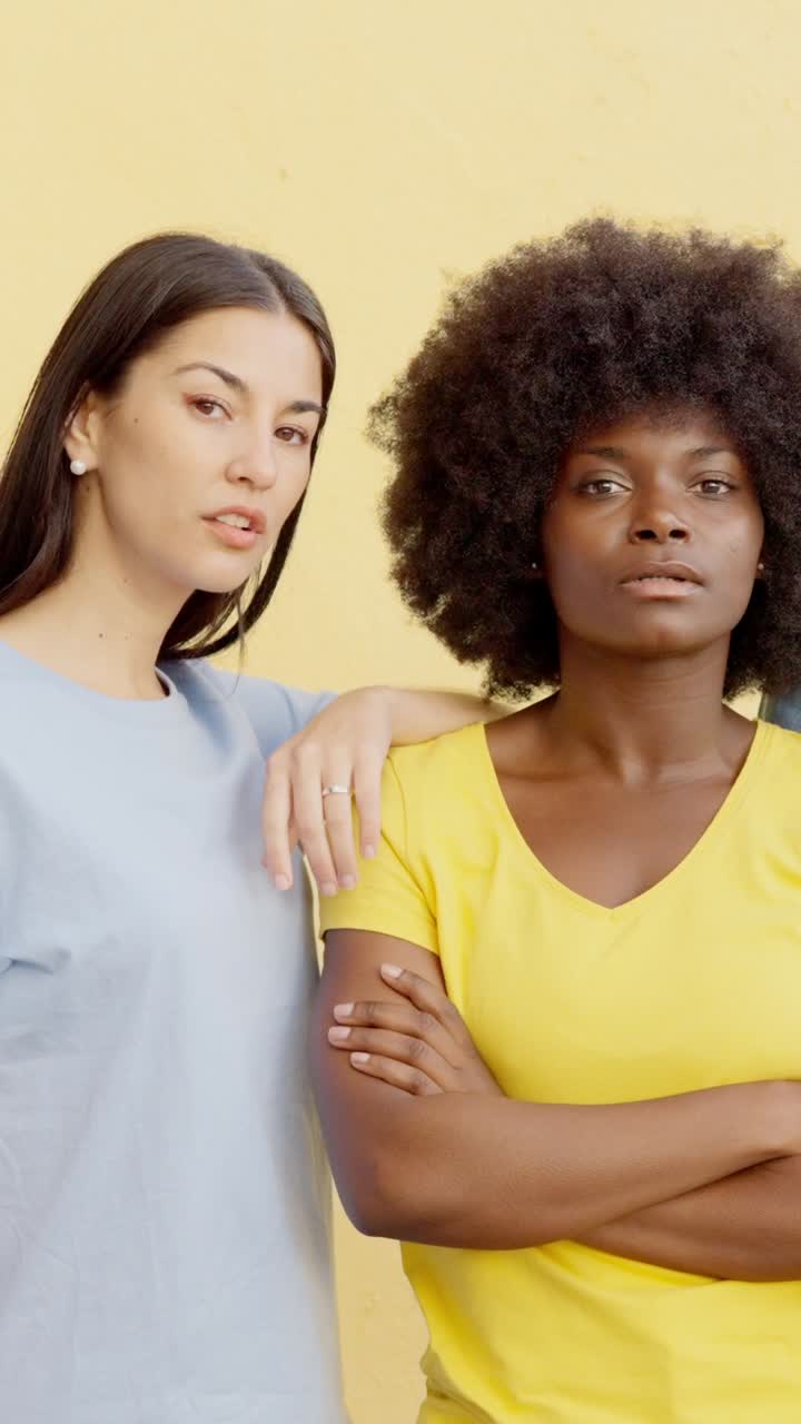 Two diverse women standing together