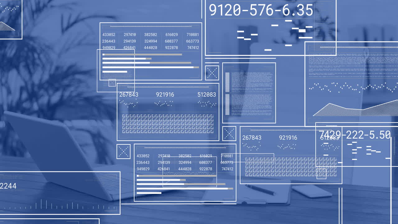 Animation of data processing over work station in office