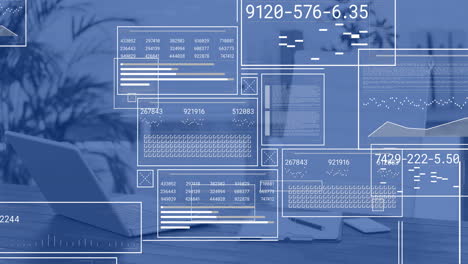 animación del procesamiento de datos en la estación de trabajo de la oficina