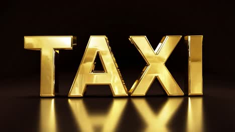 golden taxi sign reflects light while rotating against a sleek black background, creating a luxurious and dynamic visual