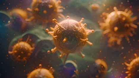 microscopic view of viruses or bacteria