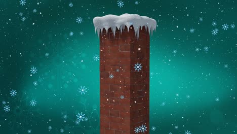 Animación-De-Nieve-Cayendo-Sobre-La-Chimenea-De-La-Casa.