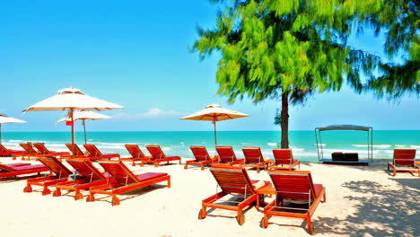umbrella and chair on the beach and sea landscape for travel