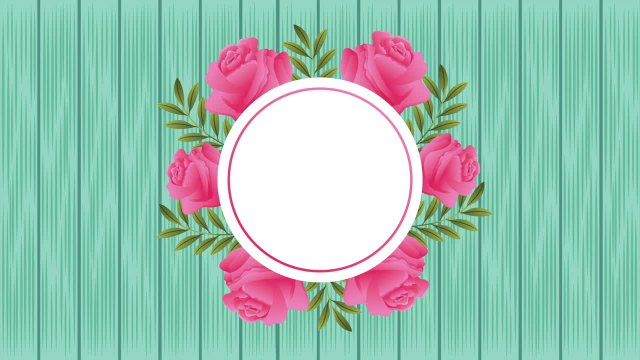 belle rose fiori giardino cornice circolare animazione