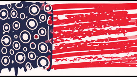 animation of shapes coloured with flag of usa on white background