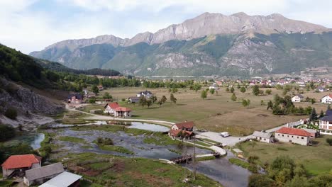 gusinje valley and ali pasha springs near prokletije national park, montenegro - aerial forward