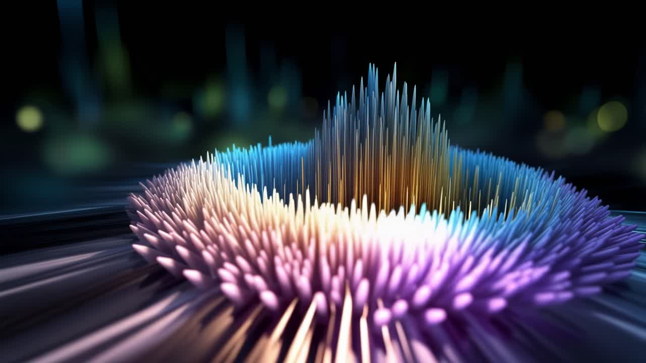 Abstract Dynamic Circular Data Visualization with Spikes and Vibrant Colors