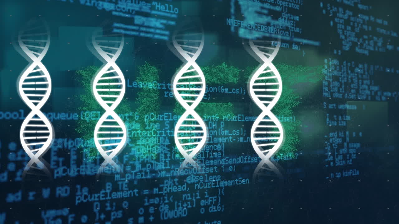 dna 가닥에 대한 데이터 처리의 애니메이션