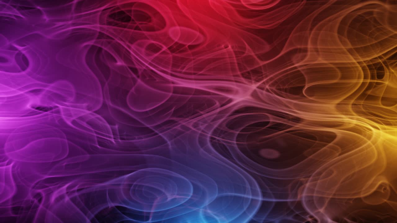 abstracto neón violeta y fondo de humo azul. formaciones de nubes abstractas y metamorfosis en negro. animación de bucle de neón 4k.