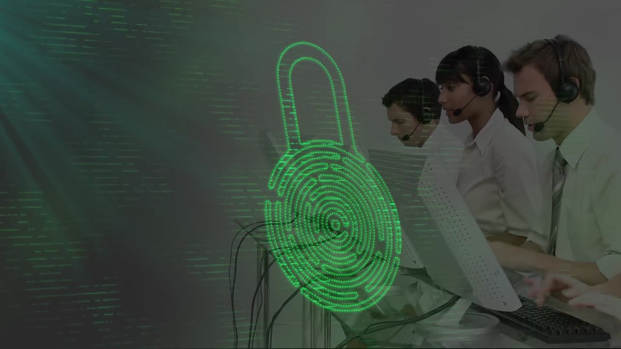 icono de candado de seguridad contra las personas que trabajan en la oficina