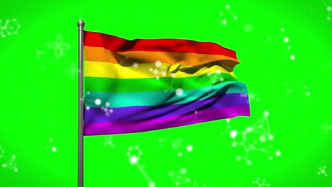 animación de la bandera del arco iris sobre un fondo verde