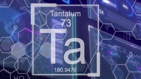 Animation-of-chemical-formula-over-data-processing-on-black-background