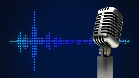 Animation-of-microphone-over-moving-columns-on-black-background