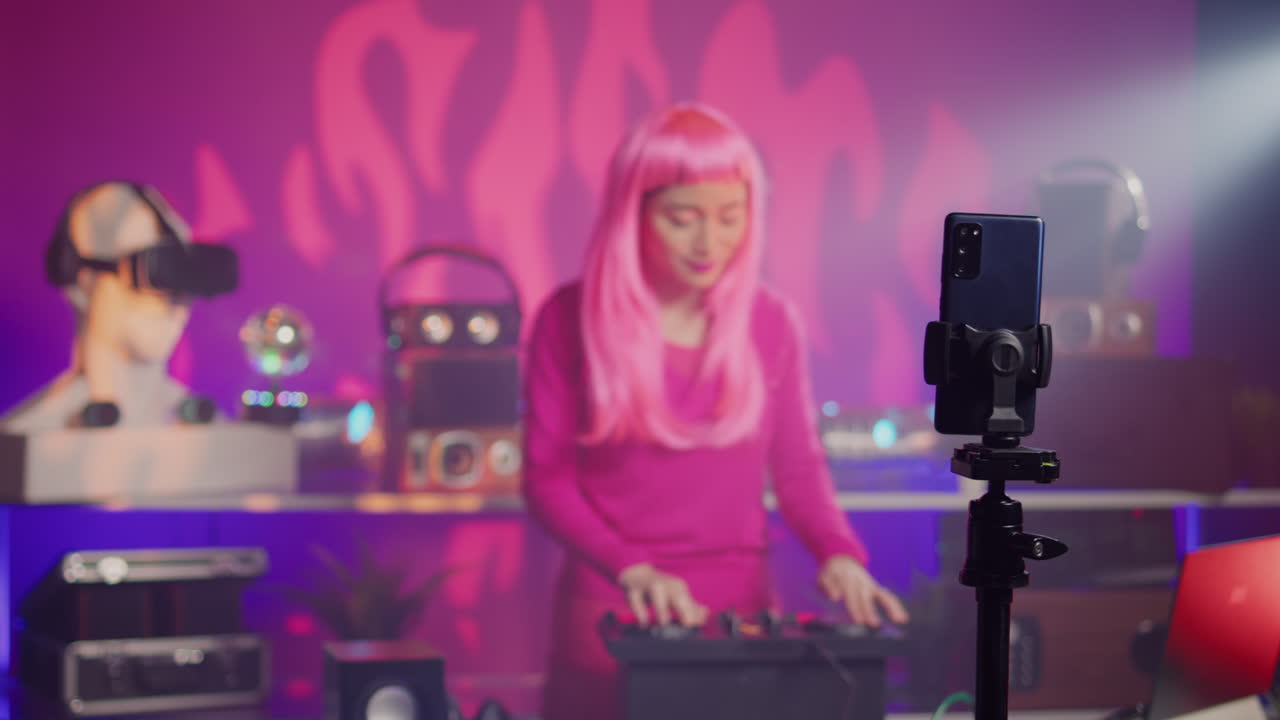 Woman DJ with Pink Wig