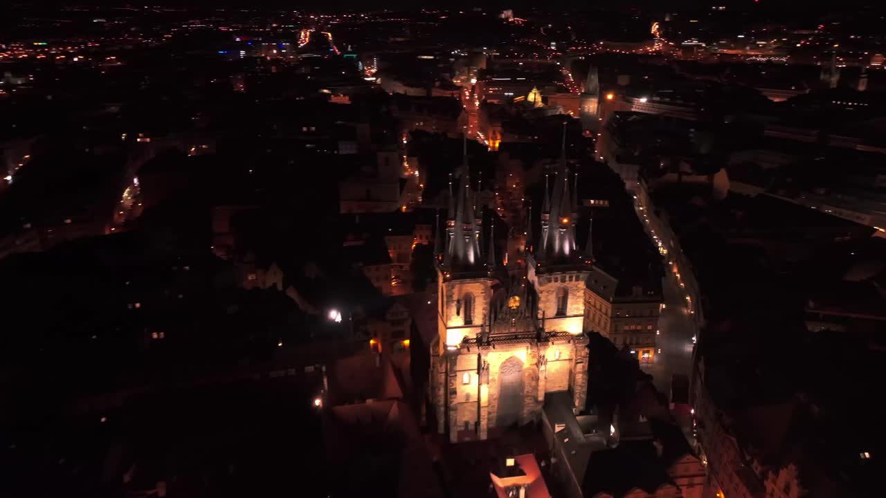 Aerial View of Prague at Night