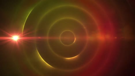 animación de la luz sobre círculos verdes y amarillos que se mueven sobre un fondo negro