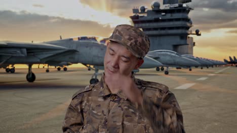 Military Personnel Showing Stress on Aircraft Carrier