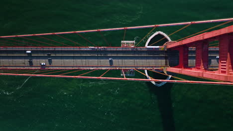 flyover the famous golden gate bridge in san francisco, california, usa - aerial shot